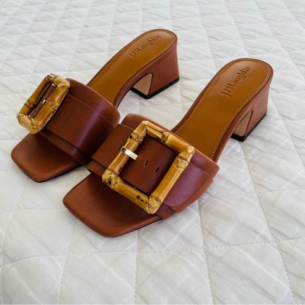 New J. Mclaughlin Brown Solid Ninette Leather Blo… - image 3